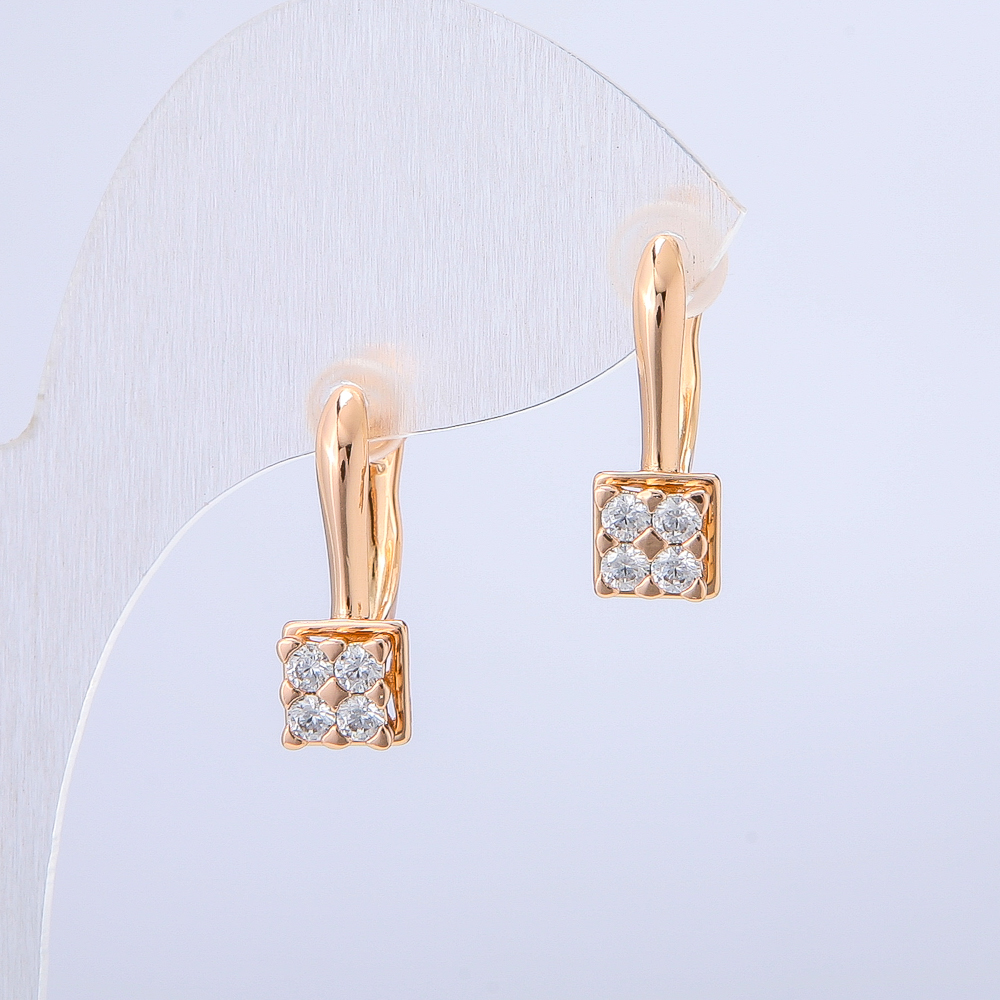 Xuping Earrings 18K Gold Plating with White Crystals, Diameter 18x8mm +
