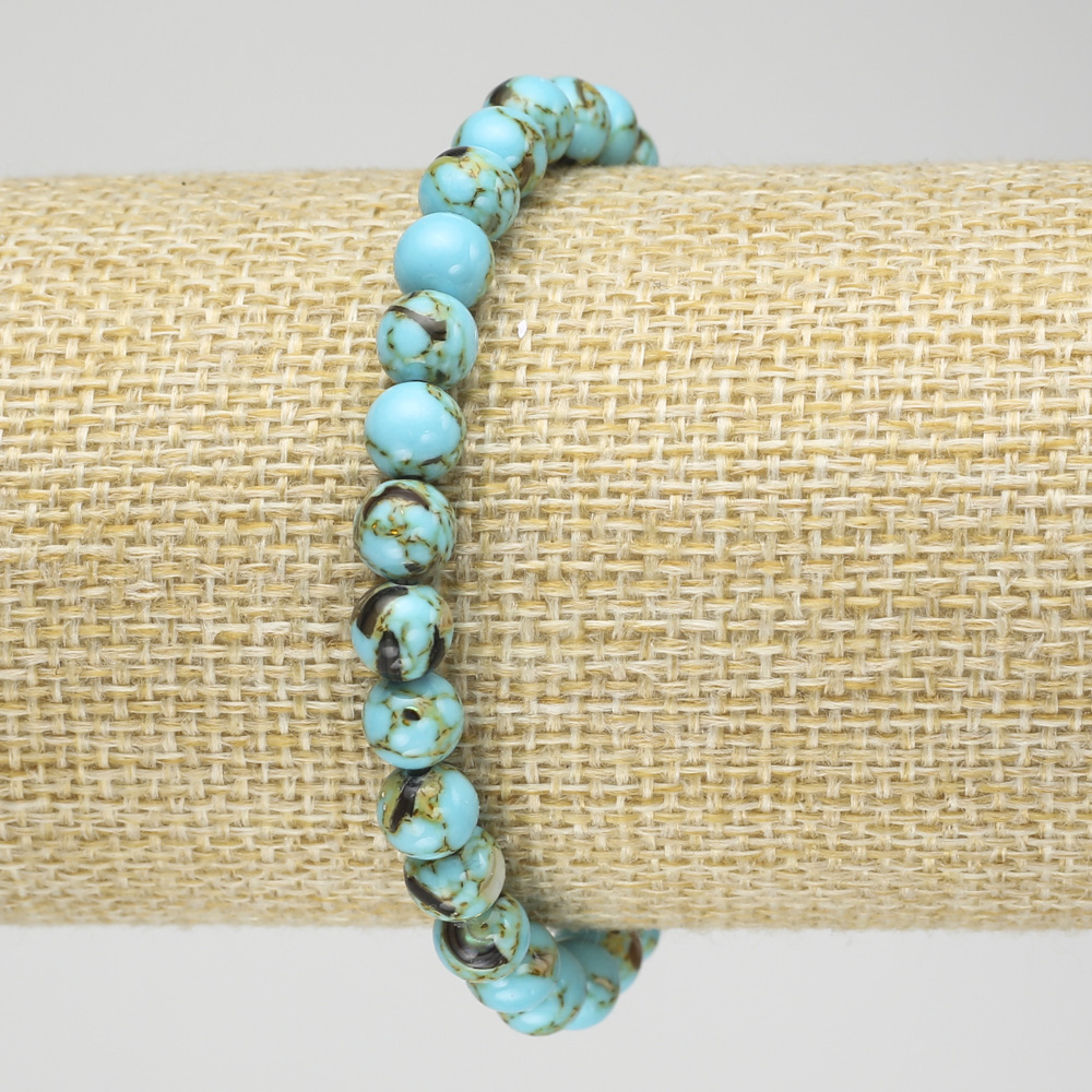 Elastic bracelet with Imperial Jasper turquoise shade (pressed) smooth bead, 6 mm diameter+