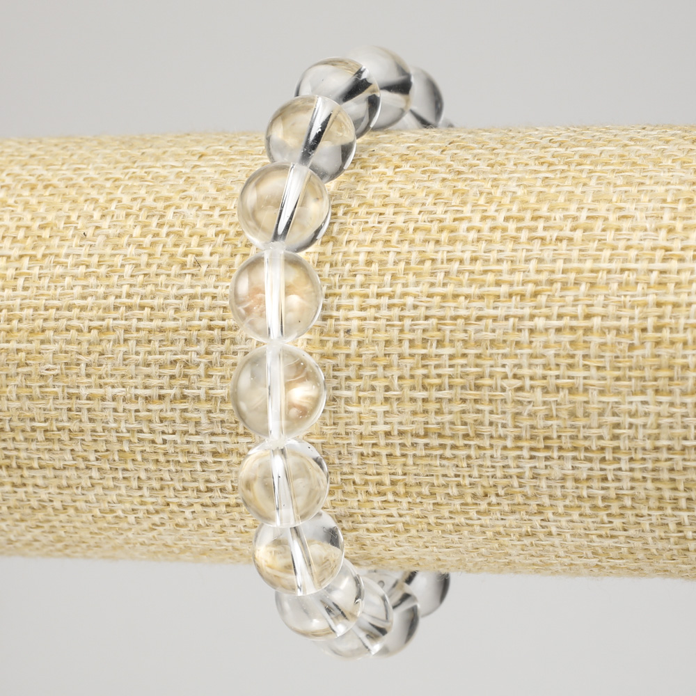 Elastic bracelet with mountain crystal, smooth bead, 10mm diameter+