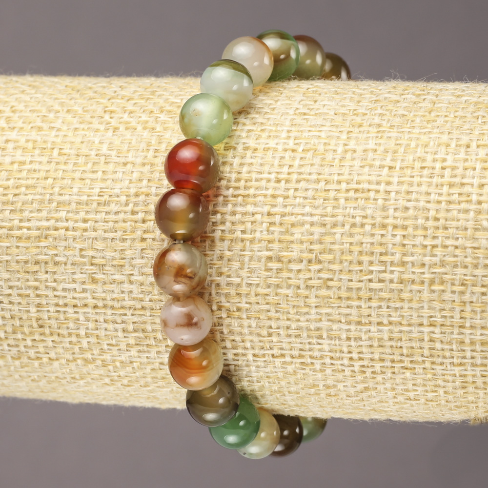 Elastic bracelet with Brazilian Agate, smooth bead, 8 mm diameter, length 18 cm+