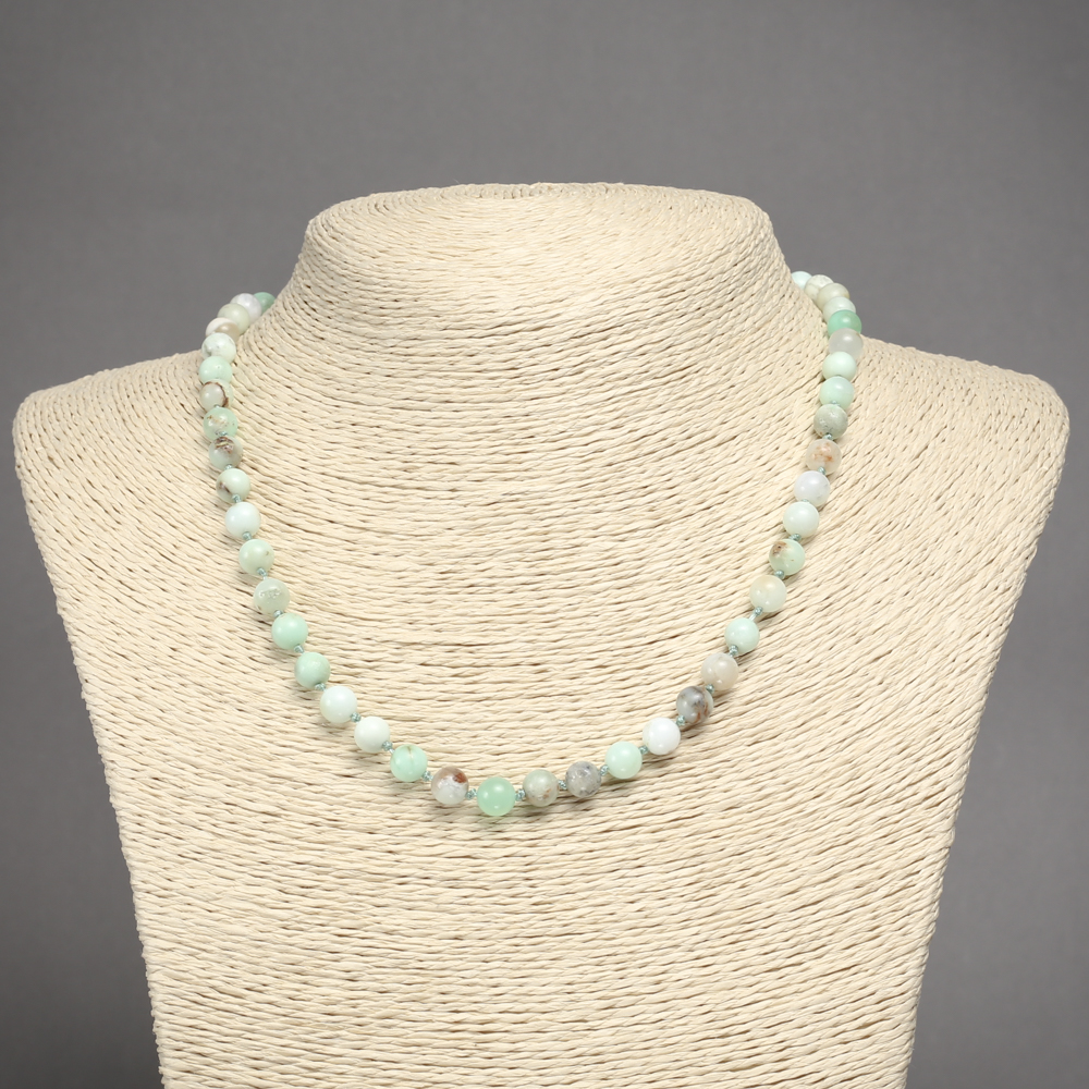 Larimar natural stone necklace with smooth beads, 6mm diameter, length 45 cm ±