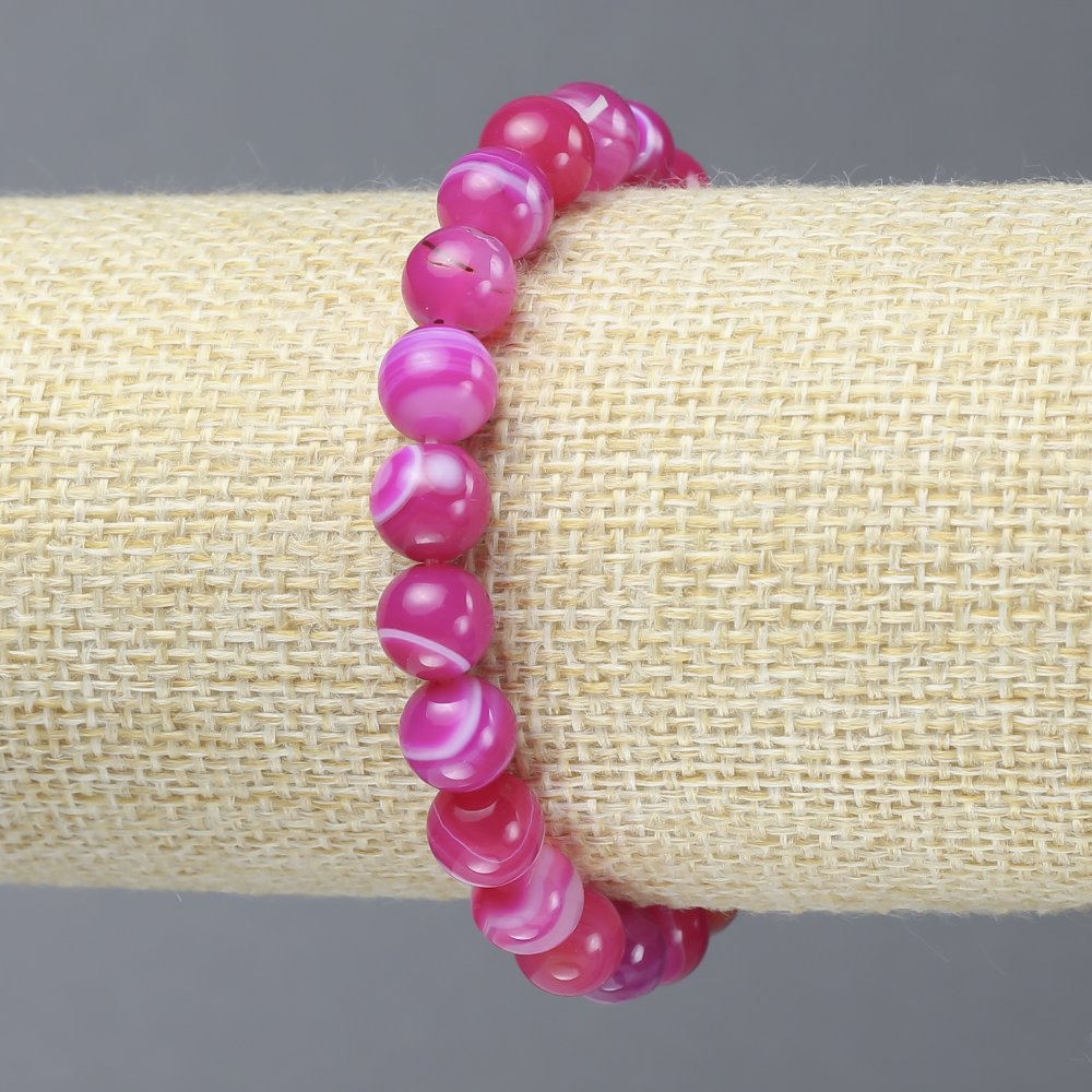 Elastic bracelet Raspberry Agate smooth bead, 8 mm diameter