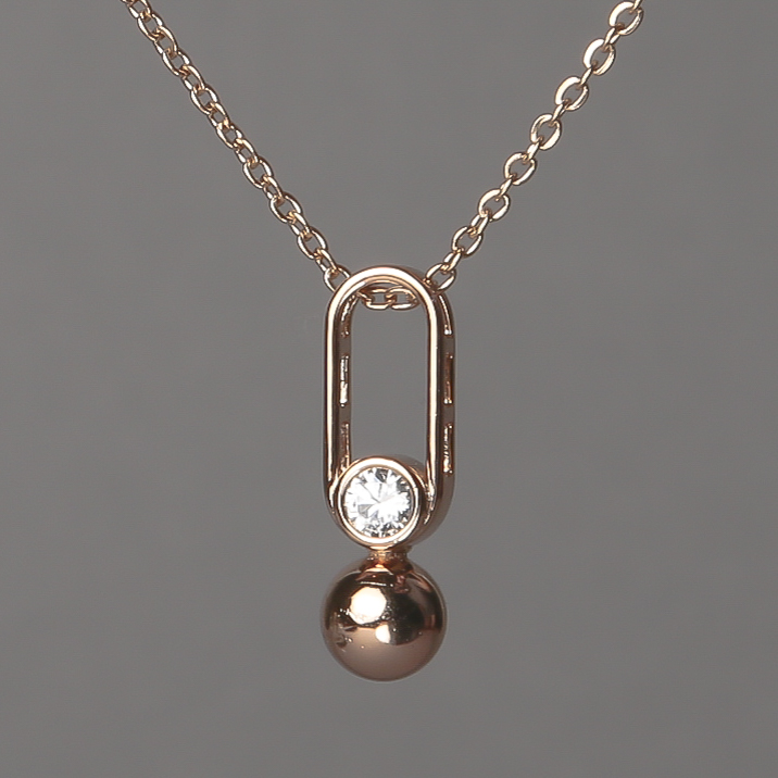 Xuping Chain with 18K Gold Plating and White Crystal Pendant 23x7 mm, thickness 1.6 mm, length 45-50 cm