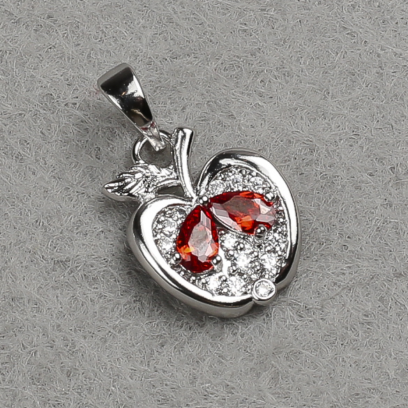 Xuping Rhodium Apple Pendant with White Crystals and Red Crystals 21x12mm +