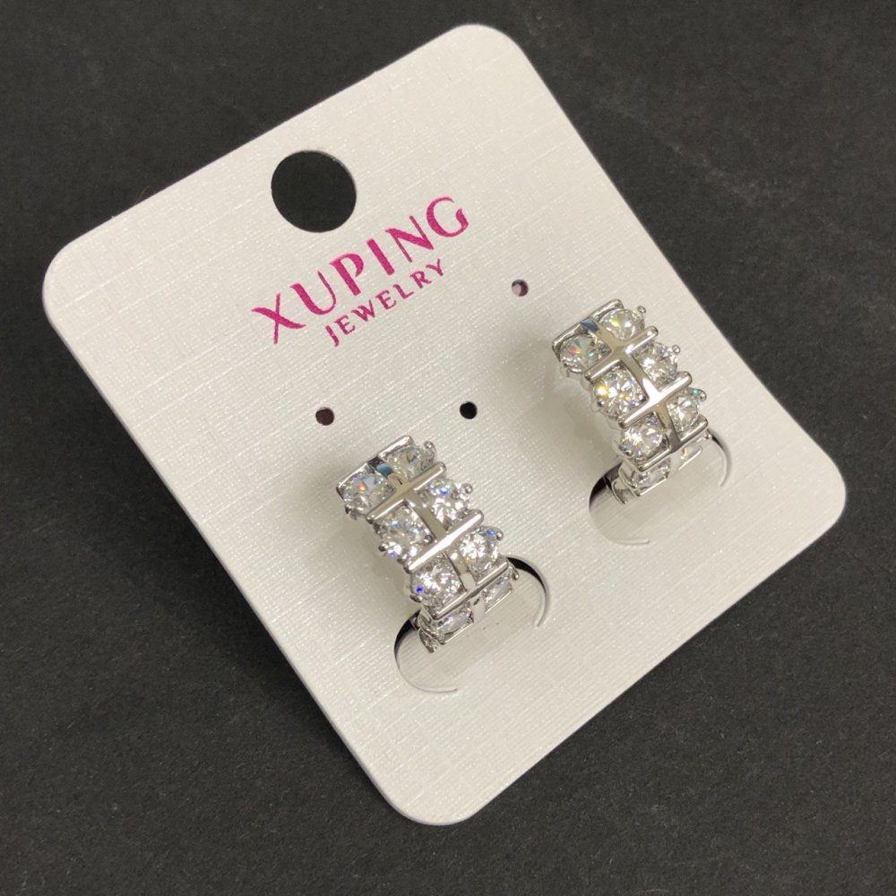 Earrings Xuping Rhodium with White Stones 16x8mm +