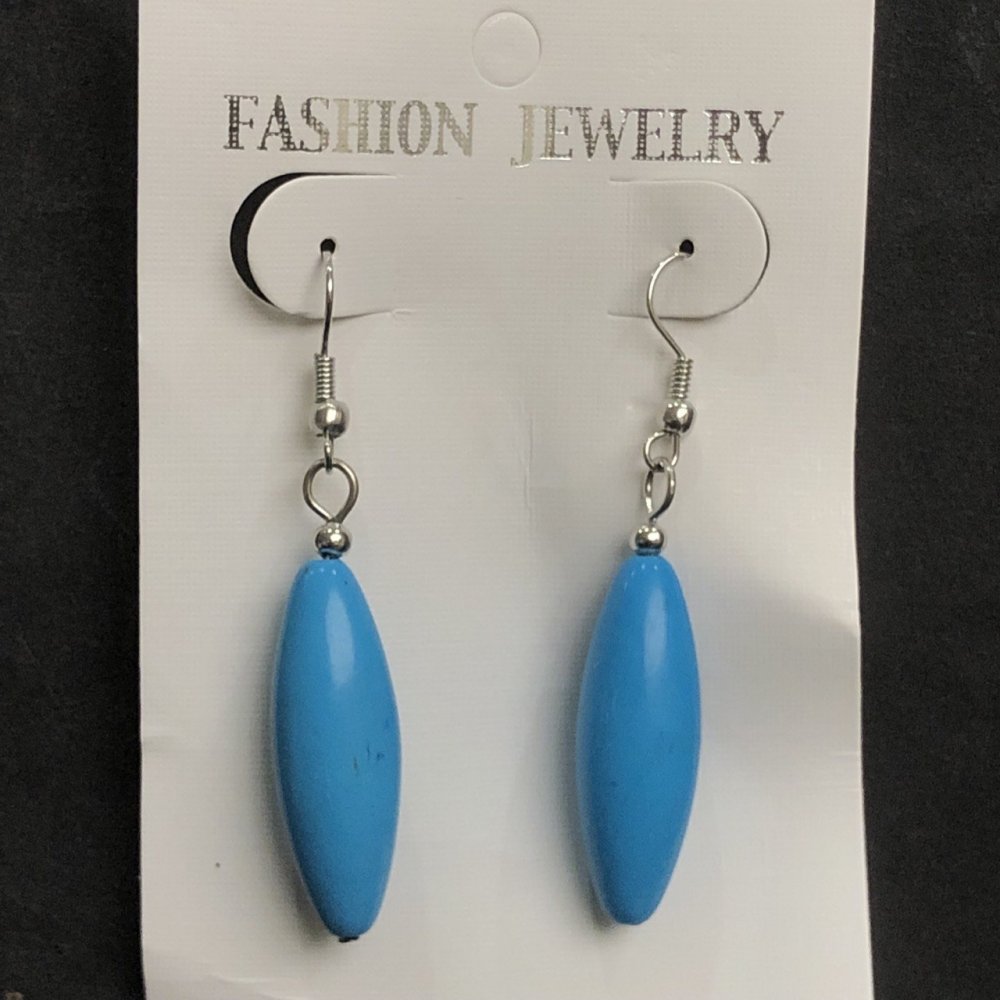 Turquoise-inspired drop earrings 10x55mm+