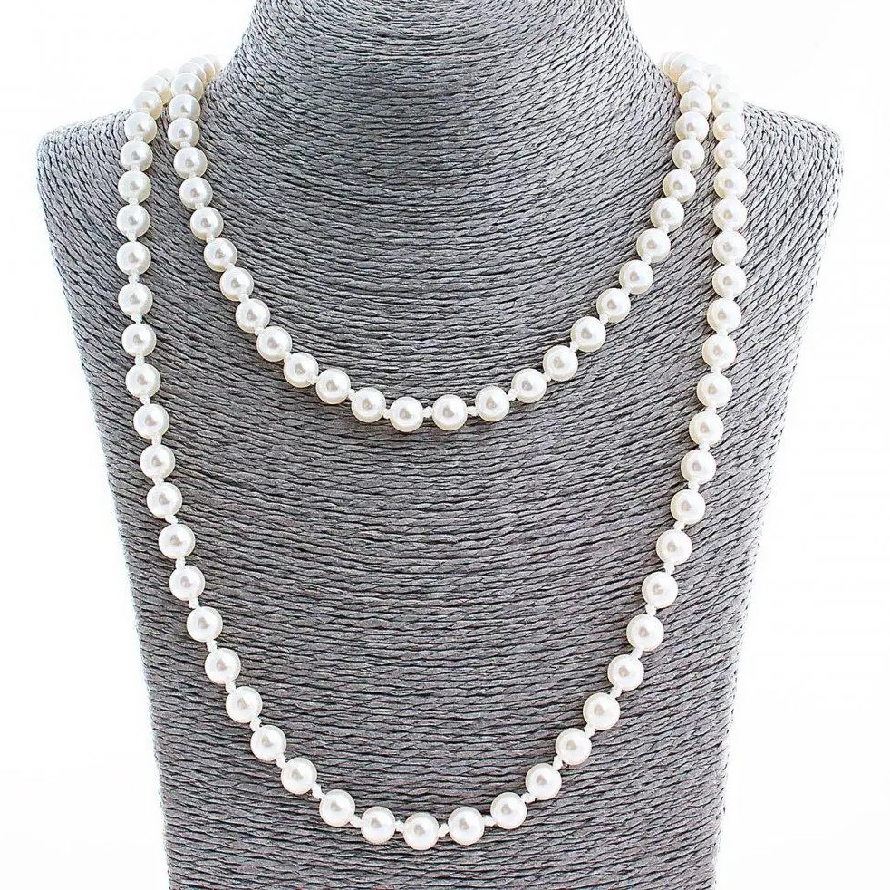 Long Pearl Beads (Artificial Plastic), 8 mm diameter, 120 cm +