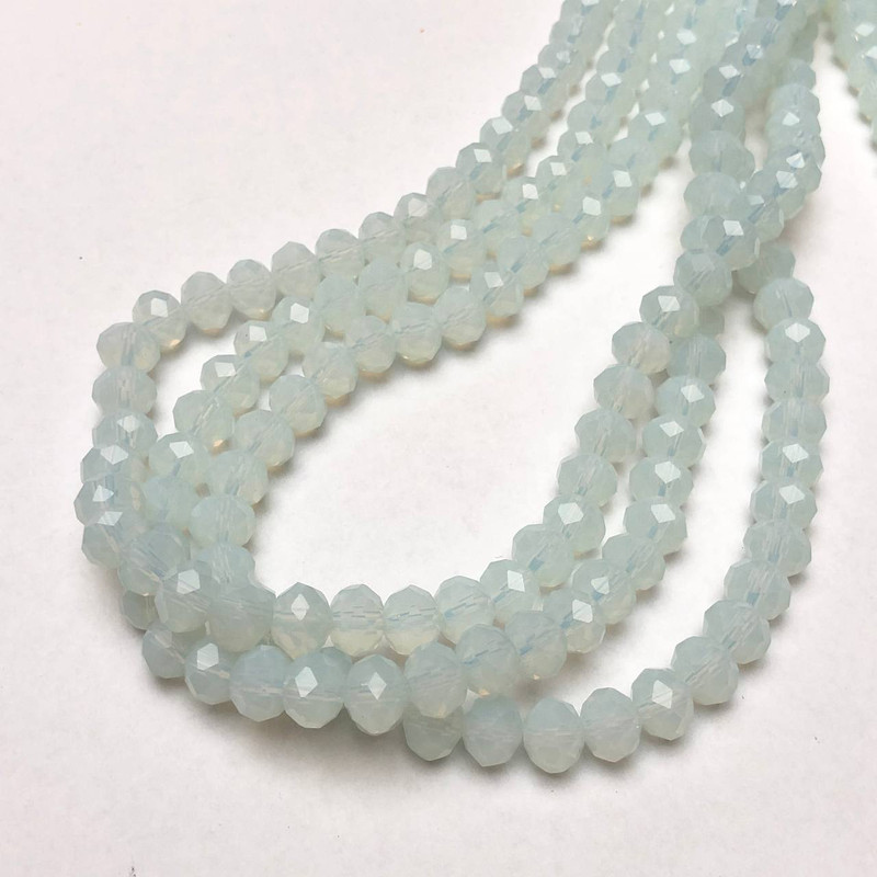 Milky-transparent Czech Crystal Beads on Thread, Faceted Rondelle, Diameter 8×6 mm + -, Length 40–42 cm +