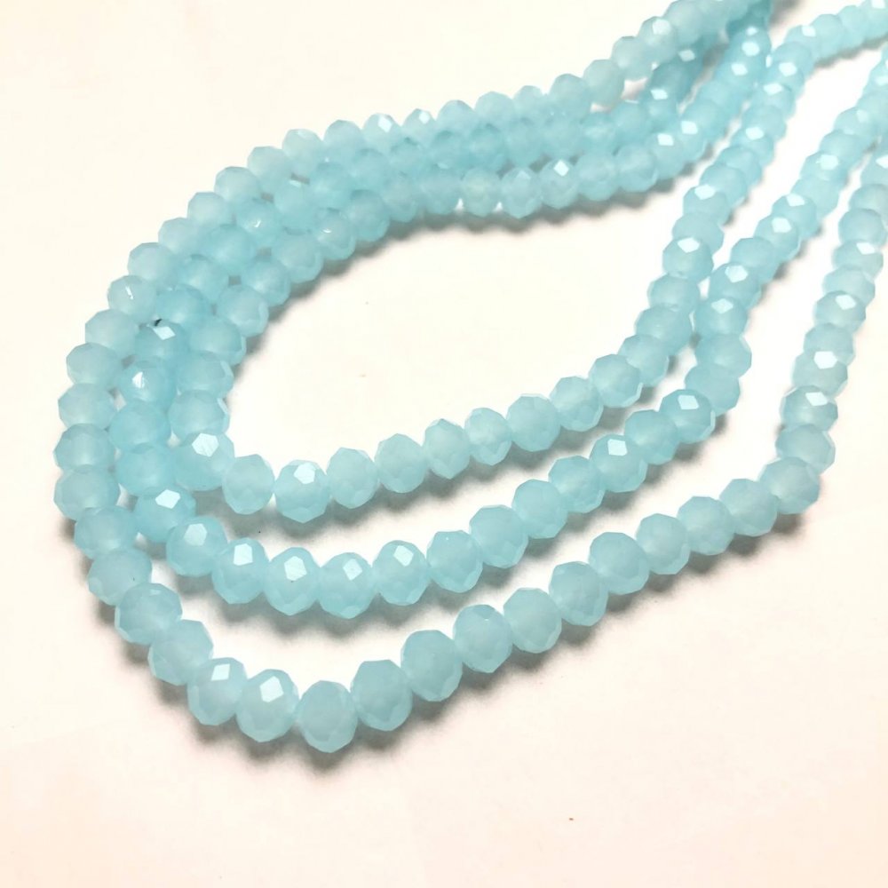 Pale Lilac Matte Czech Crystal Beads on Thread, Faceted Rondel, 8×6 mm, Length 40-42 cm +