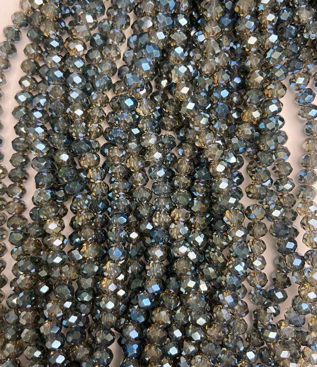 Gray Czech Crystal beads with plating, faceted rondelle, diameter 6x5 mm, length 40-42 cm