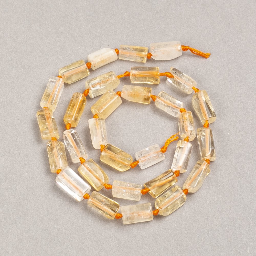 Citrine faceted bead on thread, natural stone, 10x6 mm, length 42 cm +/-