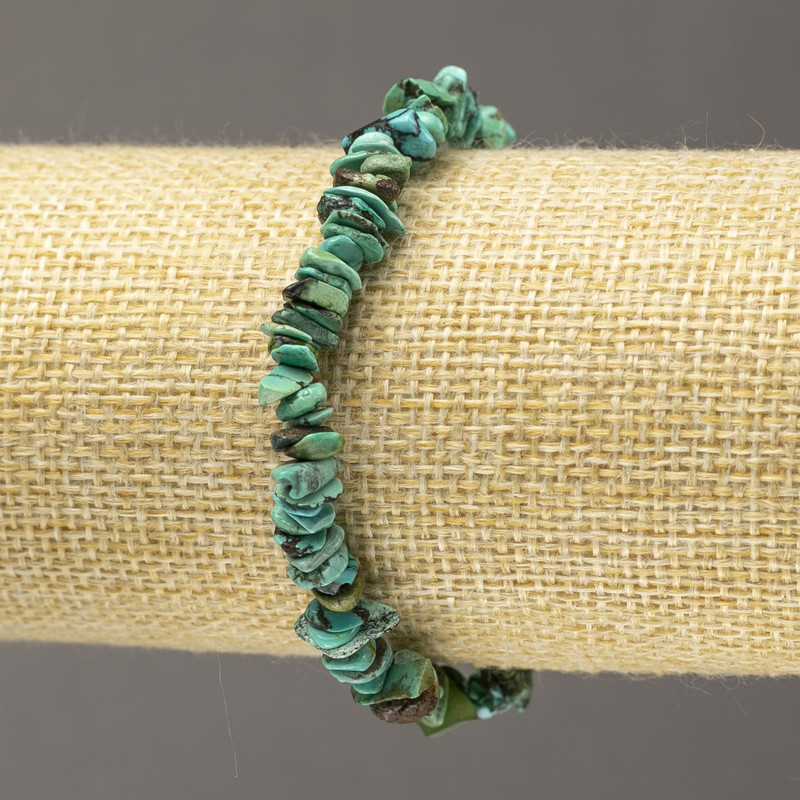 Elastic bracelet with chrysocolla chip beads, natural stone, 6 mm+