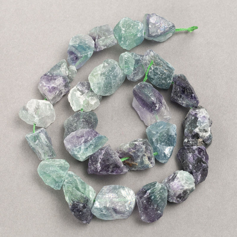 Beads on a string, unpolished fluorite, galet-cut, 14×12 mm diameter (±), 41 cm length