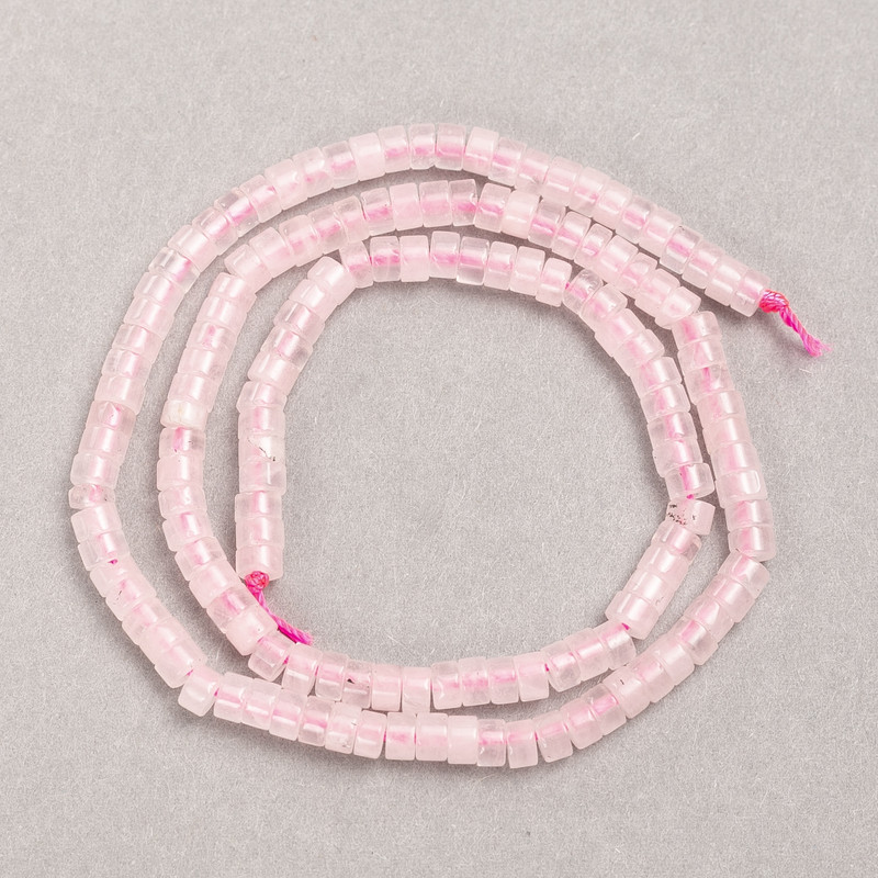 Beads on thread natural stone Pink Quartz Rondelle, diameter 4×2.5 mm, length 38 cm +