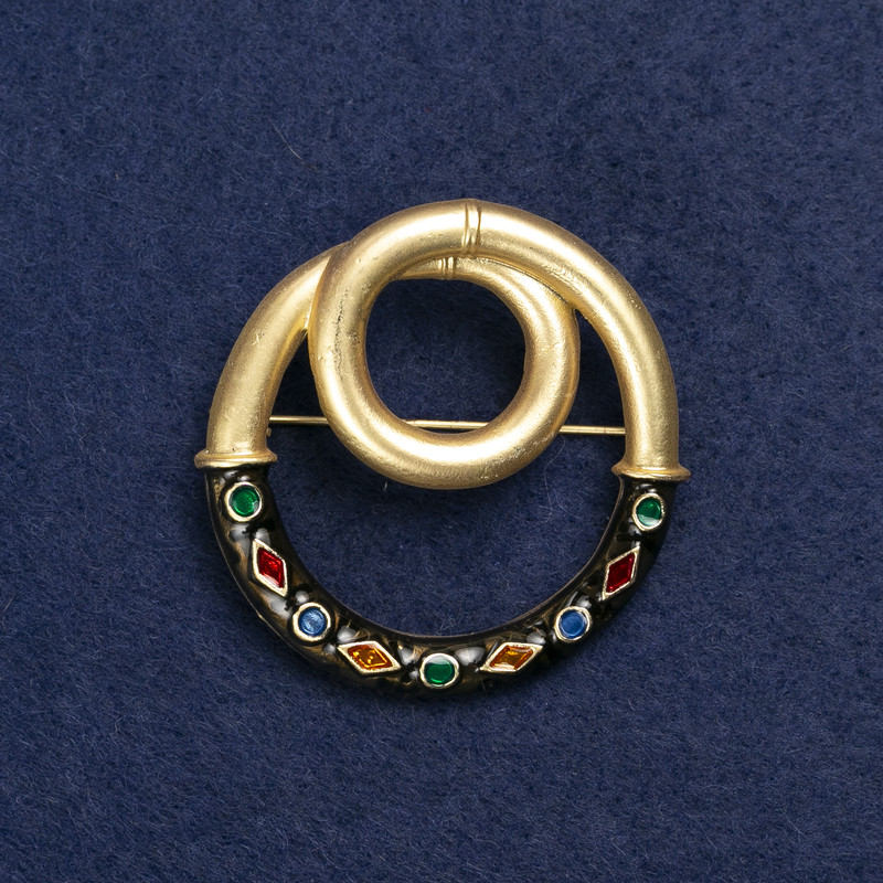 Brooch 'Accent' gold-tone metal and enamel 45mm +
