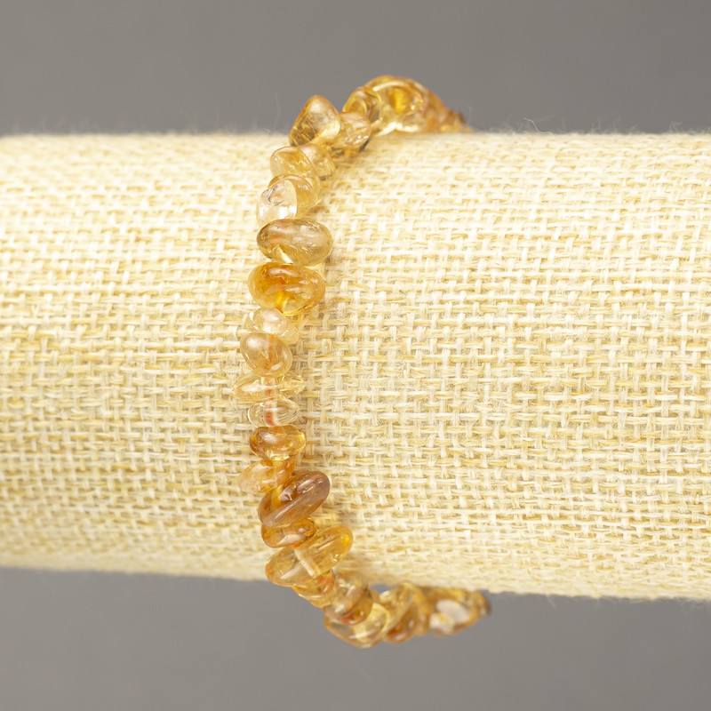 Elastic bracelet with natural citrine, round nuggets 8x4 mm+