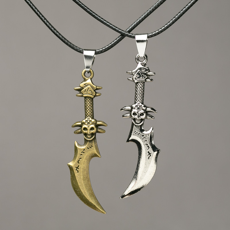 Pair Pendants: Dagger on Cord, 60x13mm, length 45-50 cm