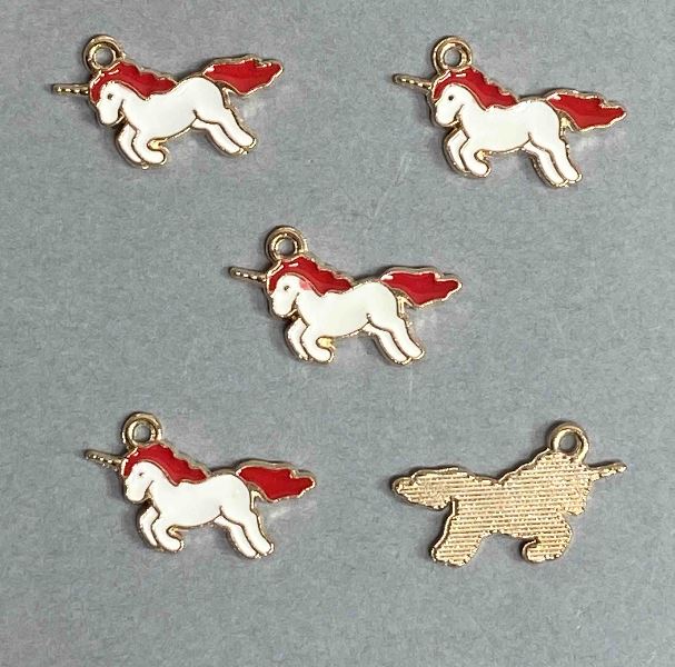 Pendant Hardware - Unicorn Enamel Finish, 9 pcs, 22×12 mm