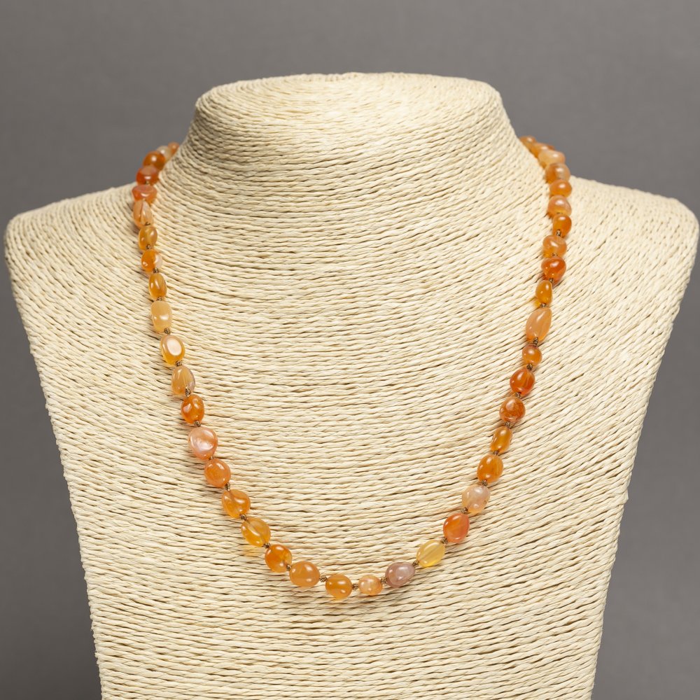 Natural Carnelian Necklace, Faceted, 9x7 mm, 45 cm length+