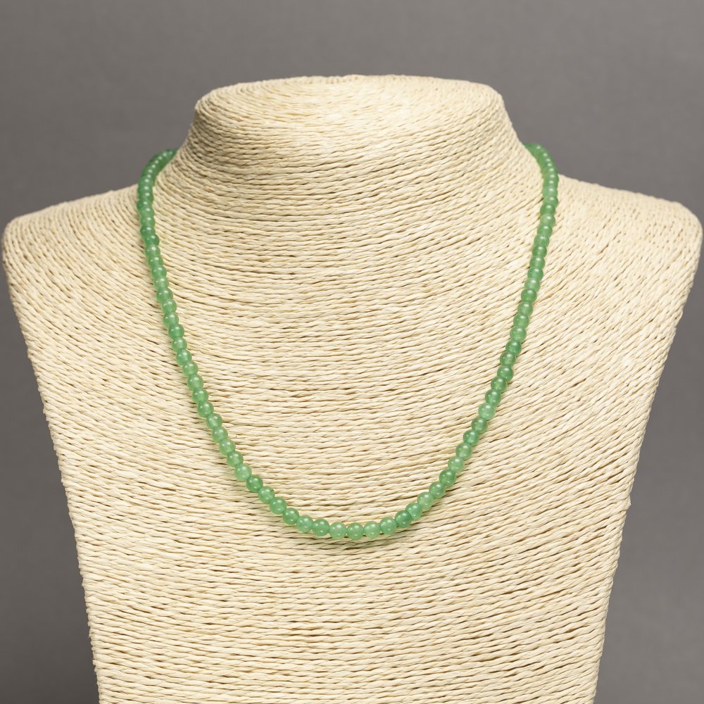 Nephrite Necklace (pressed) Smooth Beads, 4–5 mm diameter, 45 cm length (without clasp)