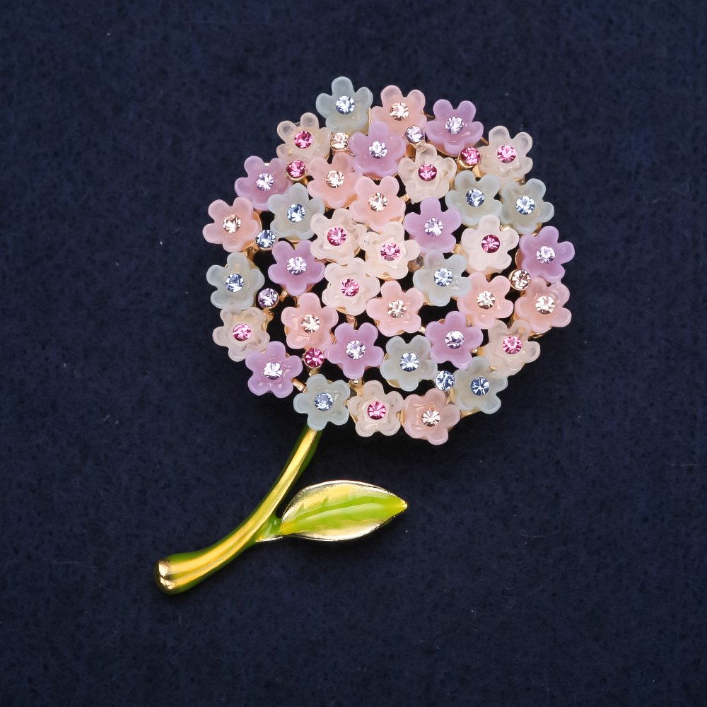 Brooch flower 'Multicolor Hydrangea' 60x40mm