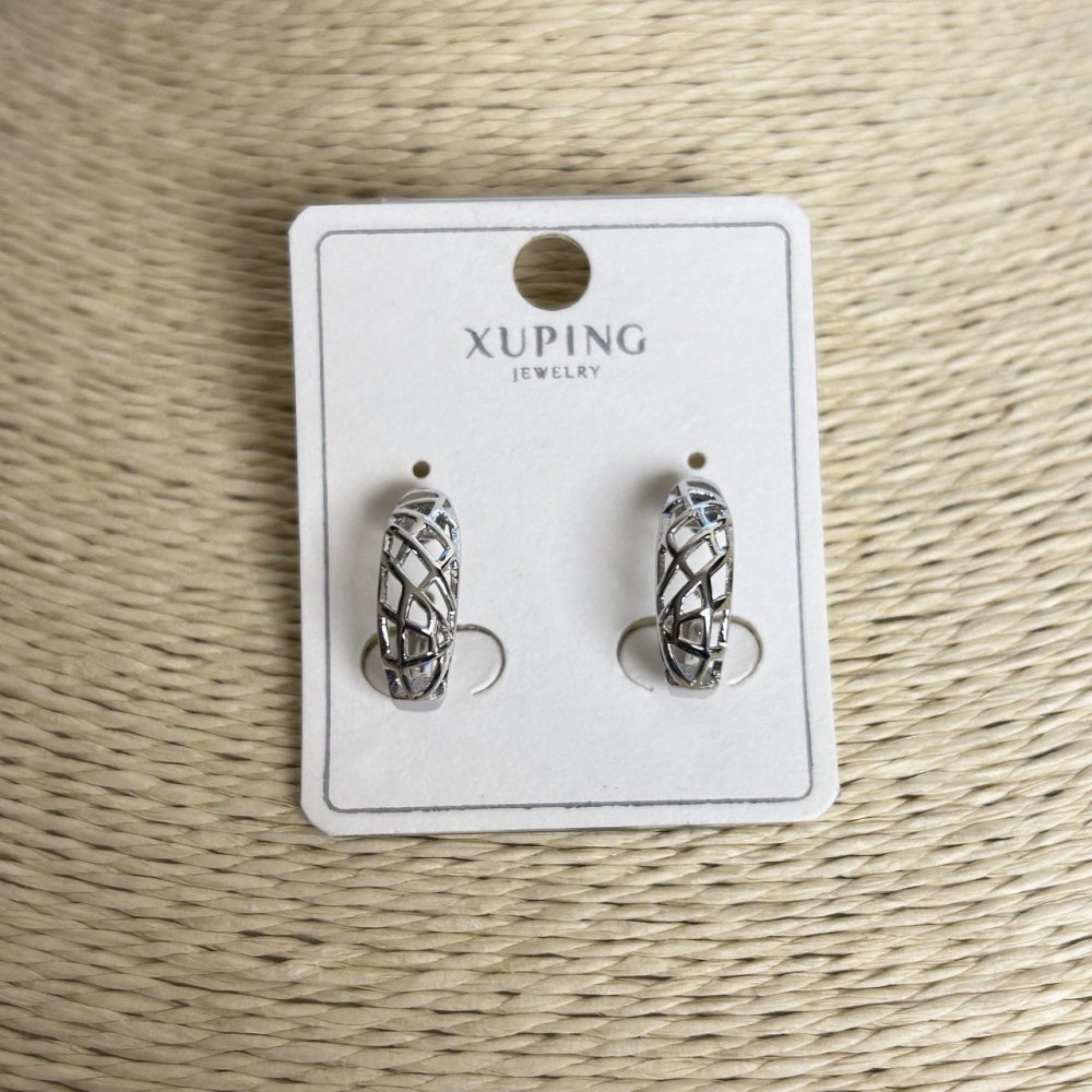 Xuping Earrings, diameter 16x6 mm, rhodium-plated
