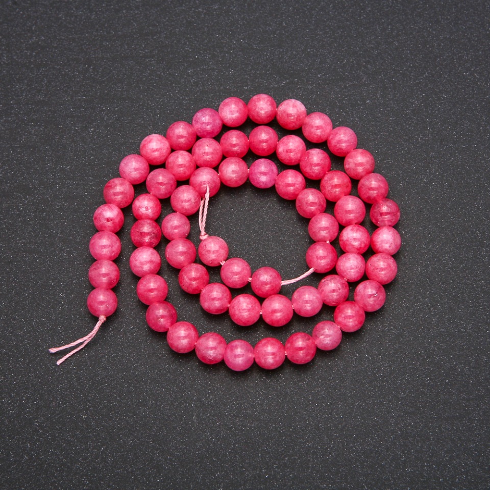 Artificial tourmaline beads, smooth round balls, on thread, 6mm diameter, 38cm length (+/-)