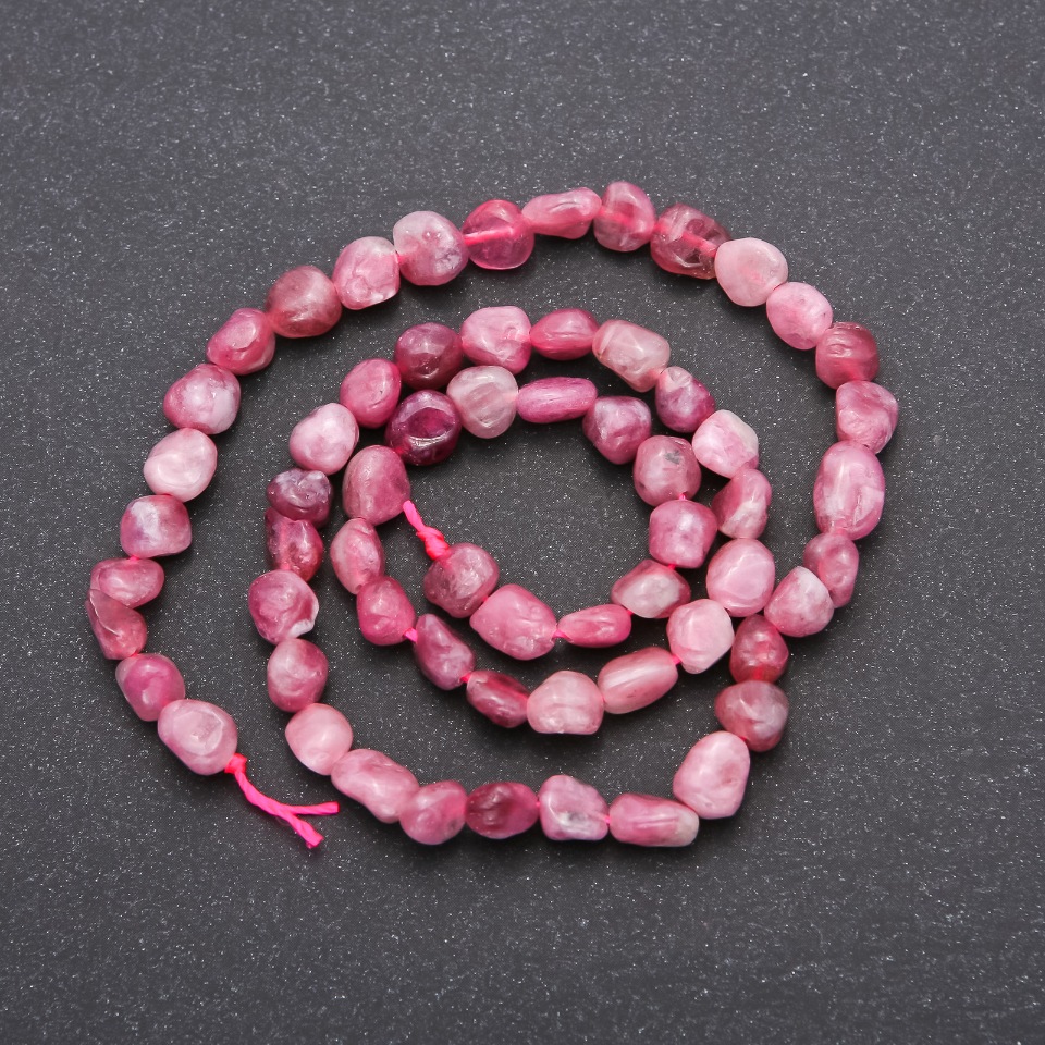 Faceted Tourmaline Beads on a Thread, Natural Gemstone, 6 mm diameter (+/-), length 38 cm