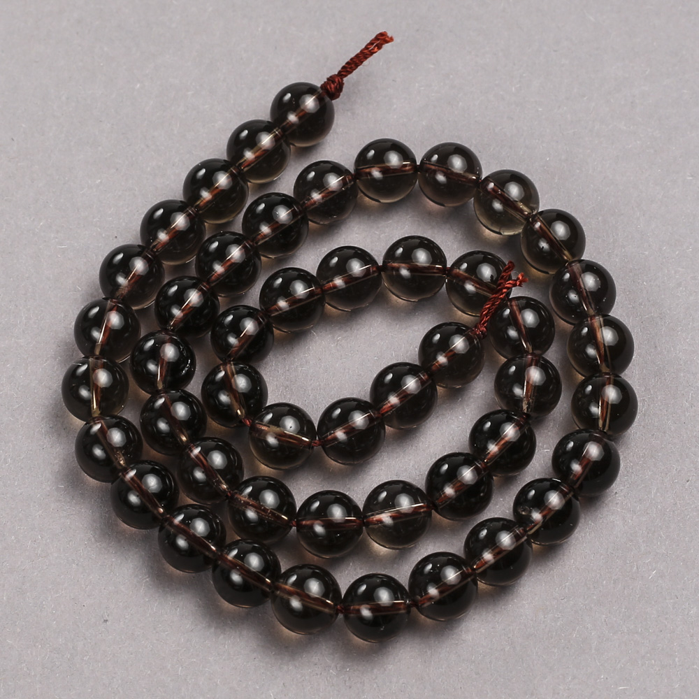 Smoky Quartz Beads (Synthetic) Smooth Round Beads, 8mm Diameter, 38cm Length