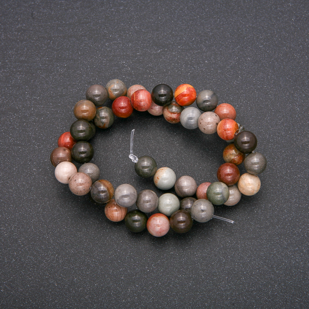 Jasper Beads, Smooth Round Ball on Thread, 8 mm Diameter, 38 cm Length (±)