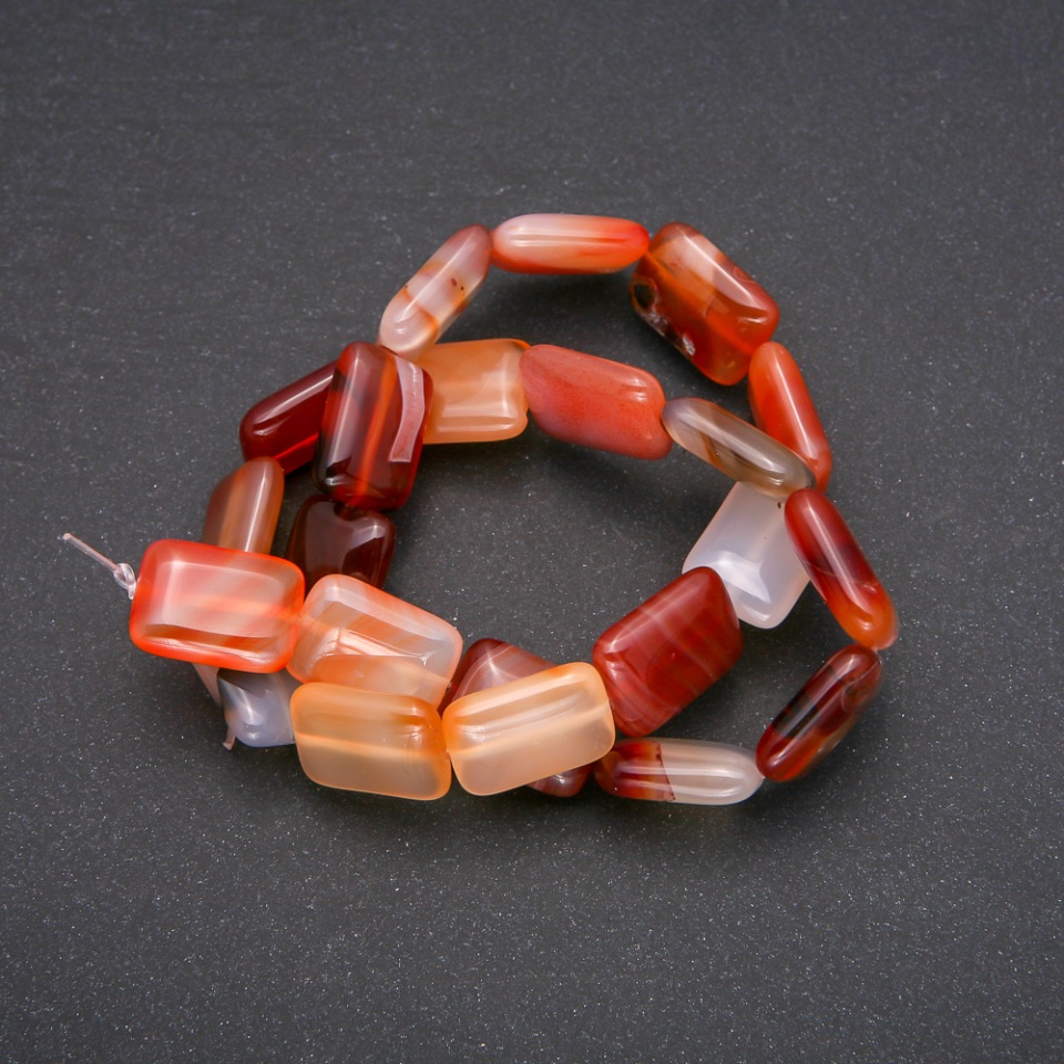 Natural Stone Carnelian Beads, Rectangular, 13x18 mm (+/-), length 38 cm (+/-)