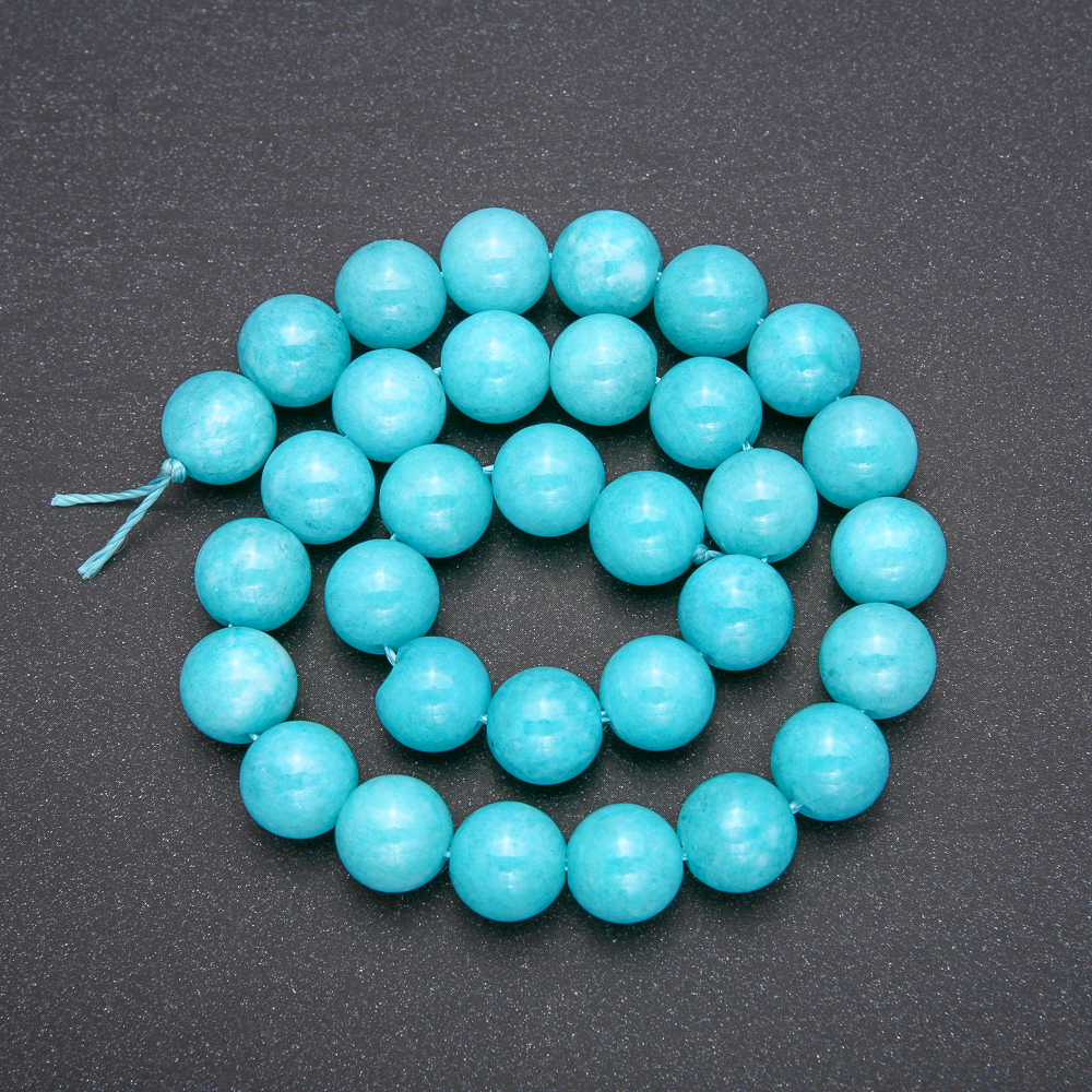 Aquamarine Beads, Smooth Ball Strand, 12mm Diameter, 38cm Length (+/-)