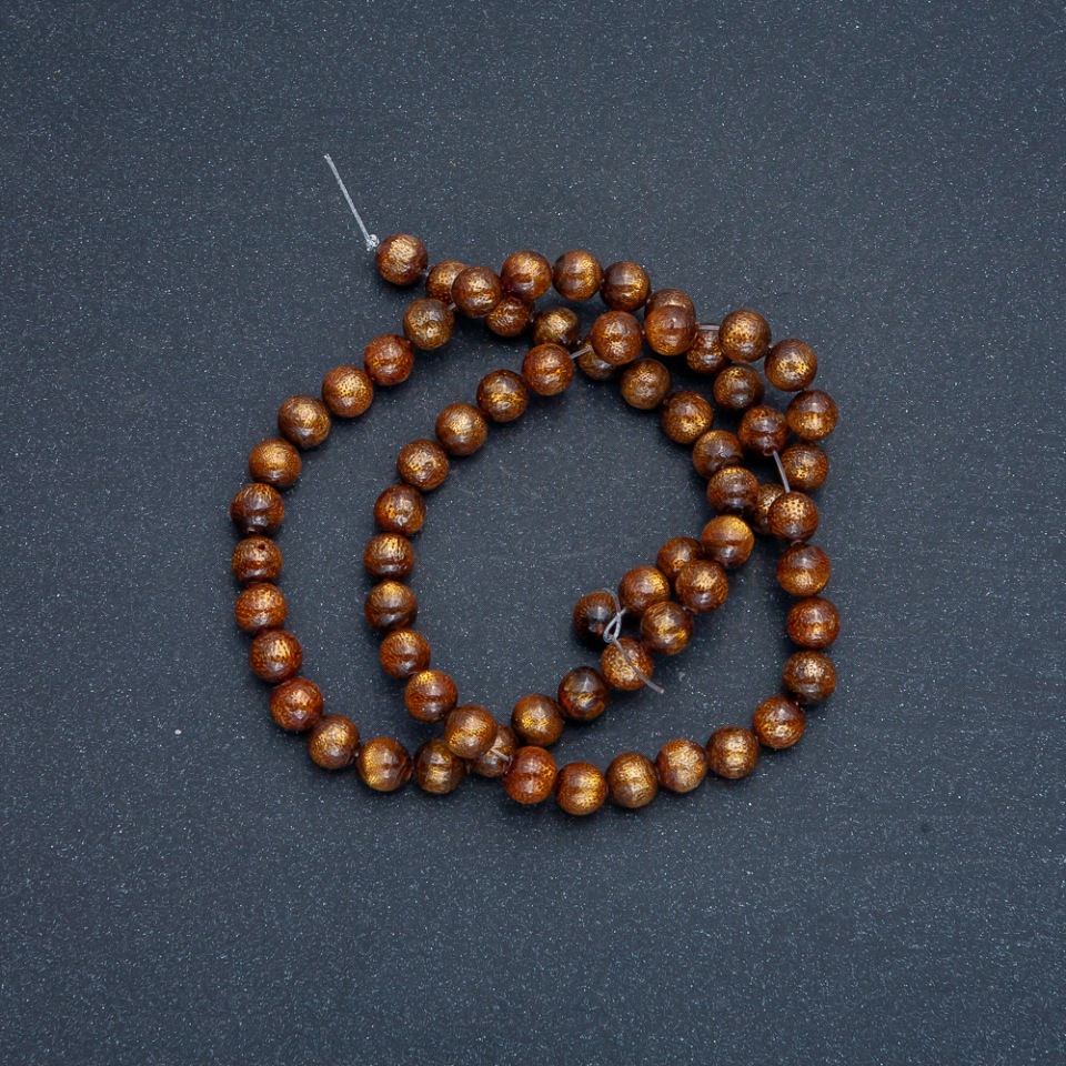 Tiger's Eye Beads (artificial) round beads, 6 mm diameter, 41 cm length on thread
