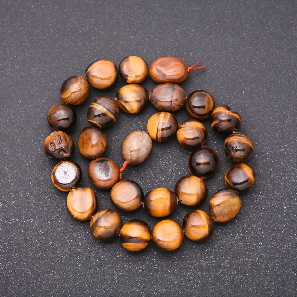 Tiger's Eye Beads on a Thread, Faceted, 9×13 mm diameter, 38 cm length