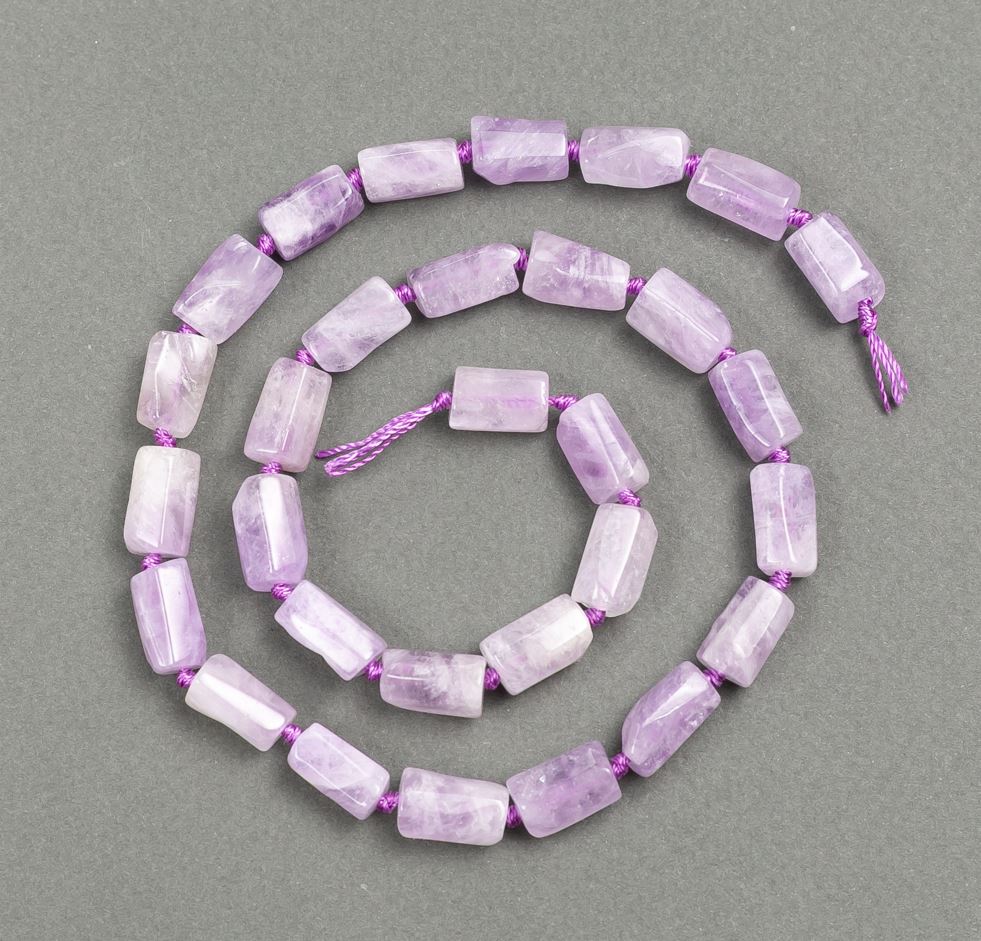 Amethyst natural gemstone beads, faceted cylinder, diameter 13x7 mm, thread length 43 cm