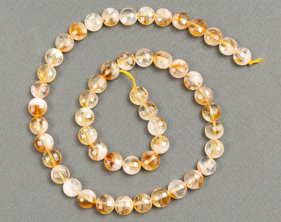 Natural Citrine Bead Strand, Faceted Coin Beads, 8x5 mm, 40 cm Length +