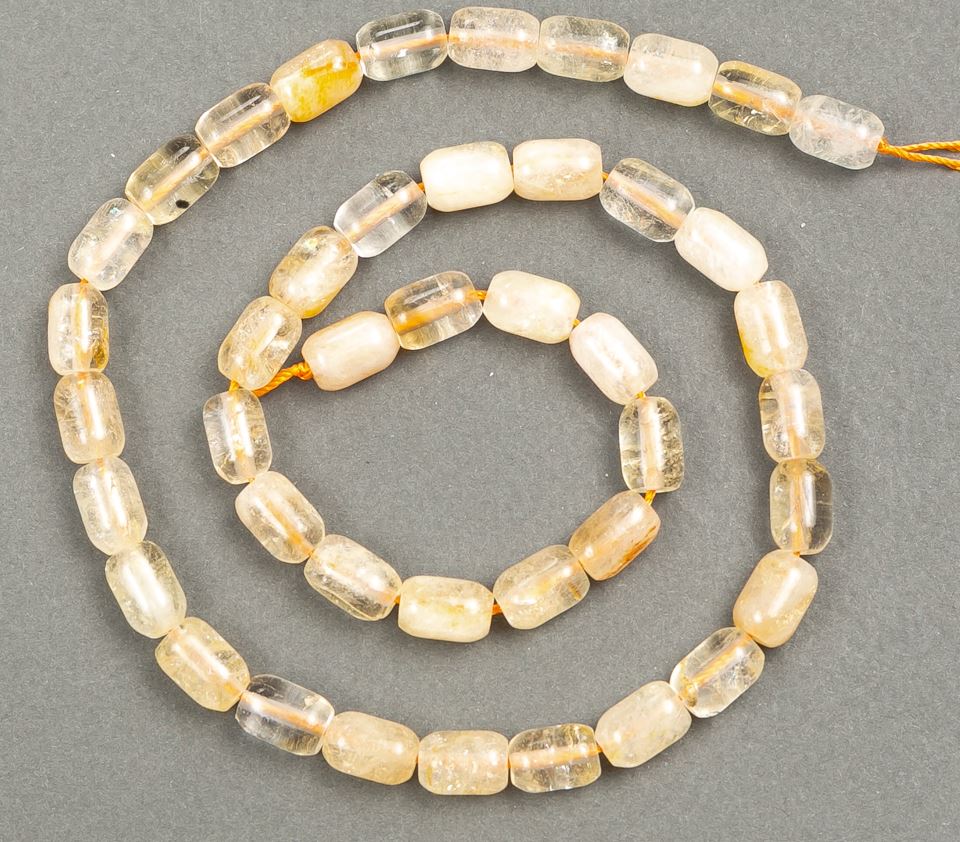 Beads of natural Citrine 'Barrel', diameter 6x9mm, length 39 cm +