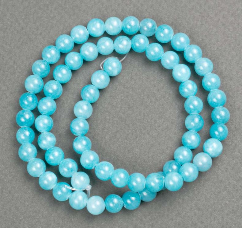 Aquamarine Beads on Thread (Acrylic) Smooth Round Bead, 6 mm diameter, 40 cm length