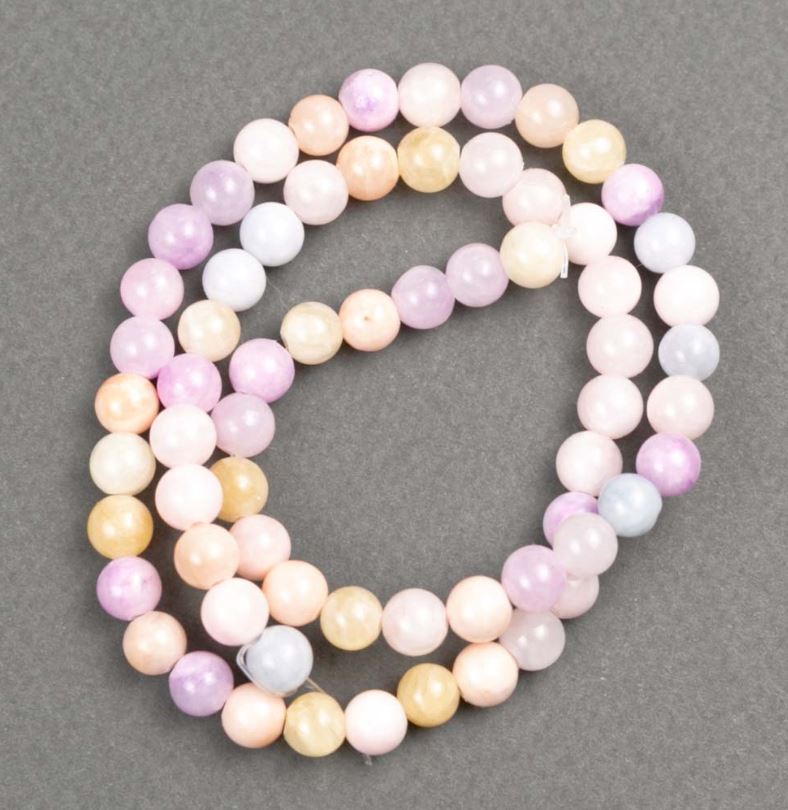 Morganite Beads (Acrylic) on Thread, Smooth Round Beads, 6mm Diameter, 40cm Length