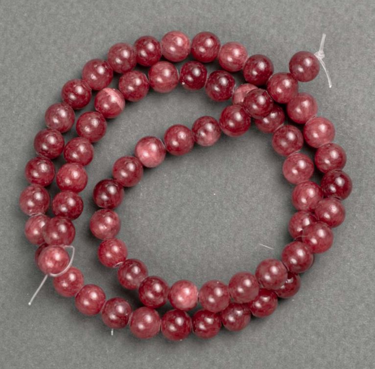 Tourmaline Beads (Synthetic Acrylic) on Monofilament, Smooth Beads, 6.5 mm Diameter, 40 cm Length