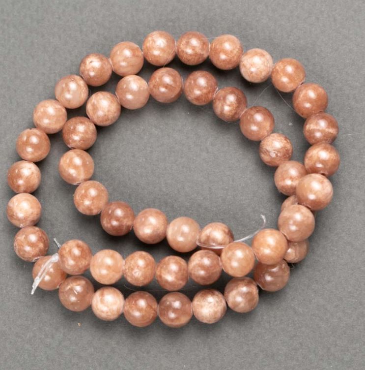 Selenite Beads (artificial acrylic) on beading thread, smooth spheres, 8 mm diameter, 40 cm length