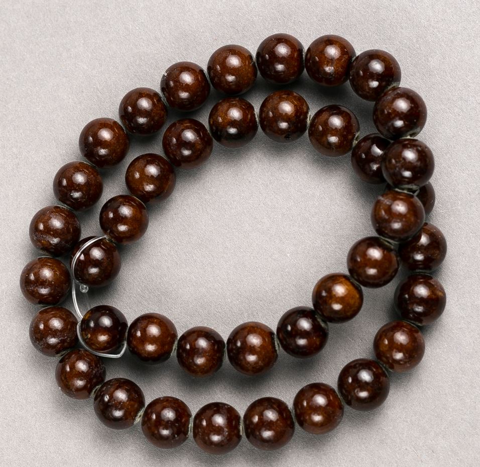 Tiger's Eye beads (synthetic acrylic) on fishing line, smooth round beads, diameter 10.5 mm, length 41 cm