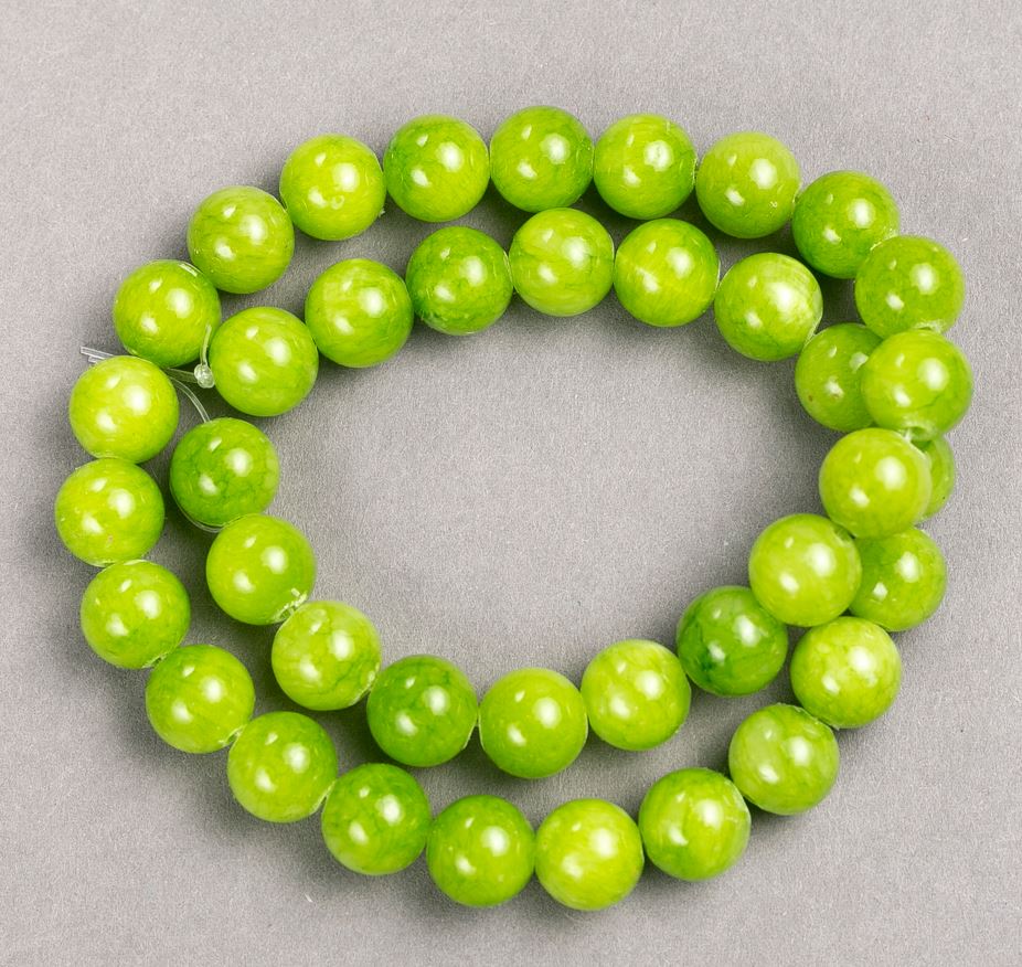 Onyx Beads (artificial acrylic) on beading thread, smooth round beads, 10.5 mm diameter, approximately 40 cm long