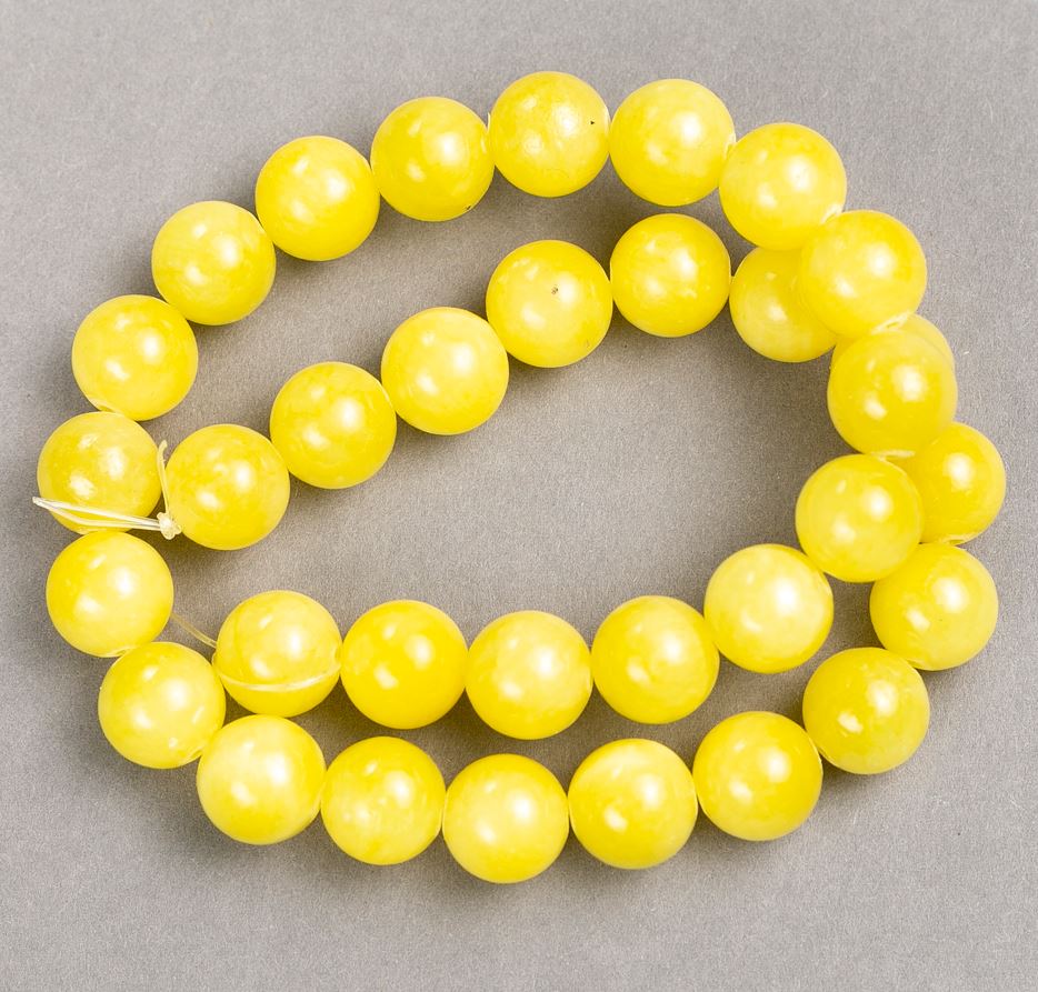 Citrine imitation beads on thread (acrylic) smooth round beads, 12.5 mm diameter, 40 cm length