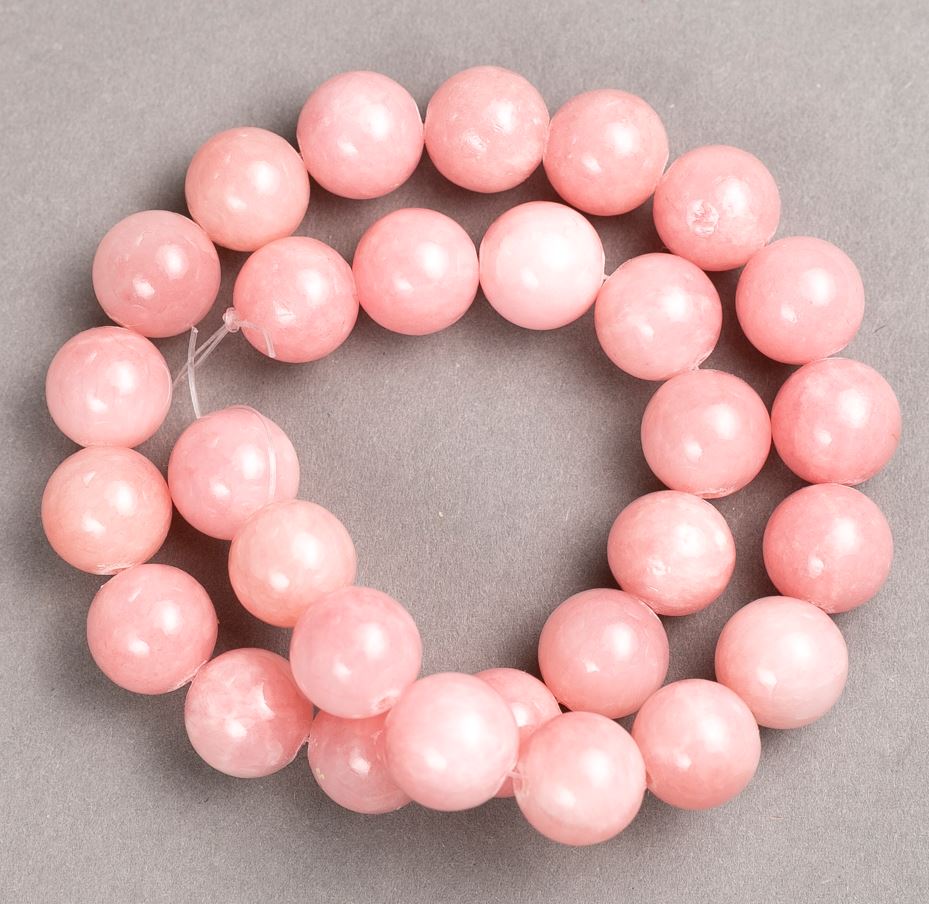 Beads on beading line Pink Quartz (synthetic acrylic) smooth beads, diameter 14.5 mm ±, length 39 cm ±