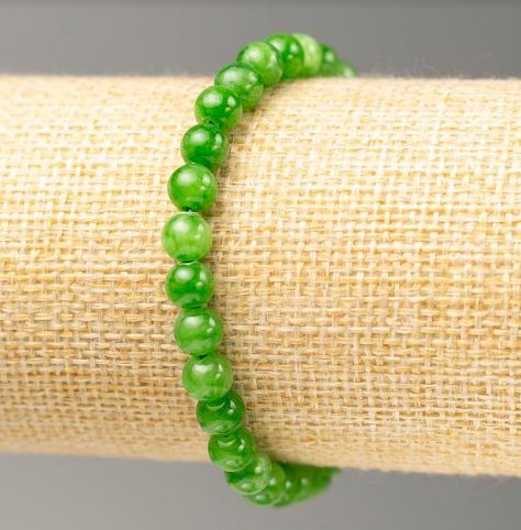 Elastic bracelet with imitation jade (acrylic), bead diameter 6.5 mm, length 18 cm