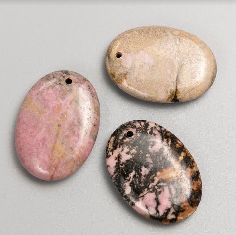Oval Rhodonite Pendant, 35x25 mm