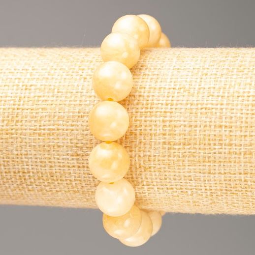 Elastic bracelet with imitation pearl (acrylic) smooth beads, diameter 12.5 mm, length 18 cm