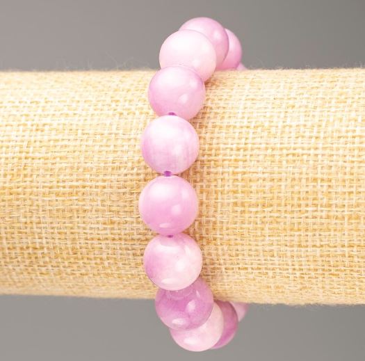 Kunzite-inspired Acrylic Bracelet, Smooth Beads, 12.5 mm Diameter, 18 cm Length