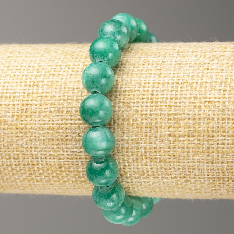 Elastic bracelet with artificial amazonite (acrylic) smooth beads, 10 mm diameter, length about 18 cm